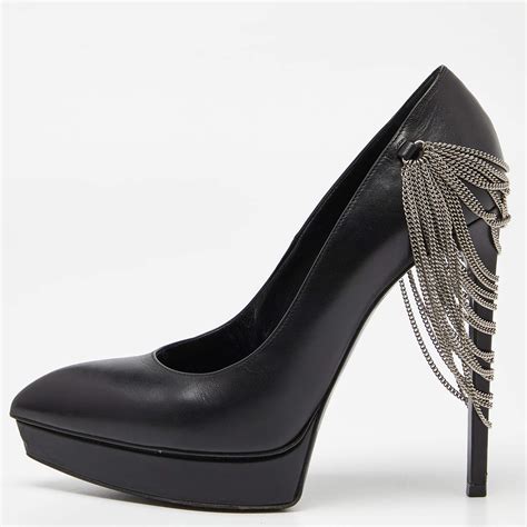 Saint Laurent Saint Laurent Janis Chain Pumps In Black Leather 